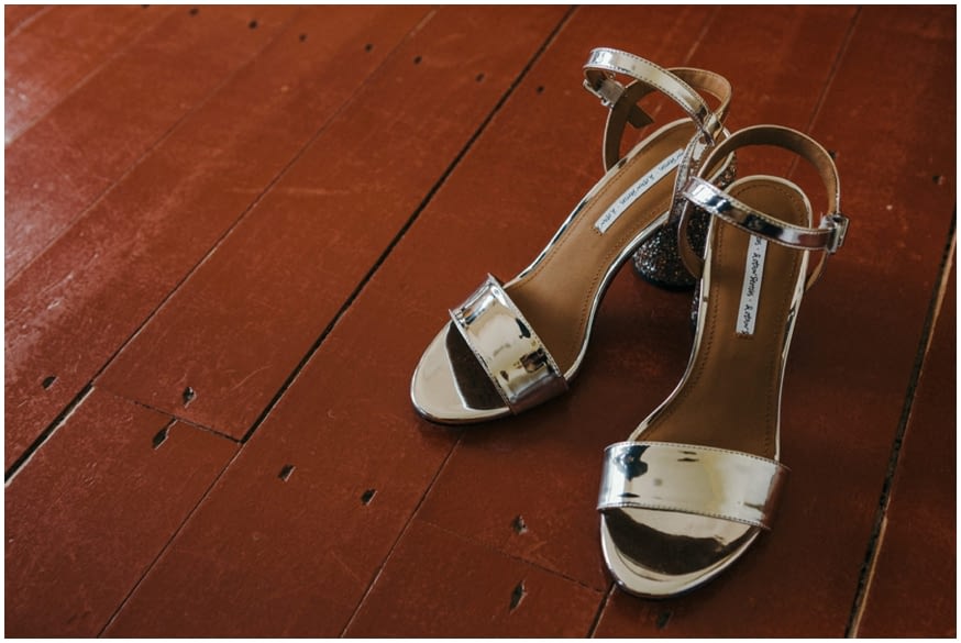 Brides stylish silver wedding shoes 